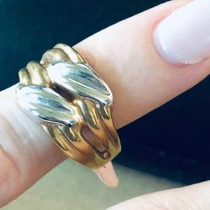 Two tone sterling silver ring size 6